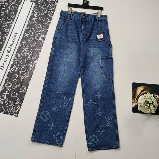 Sizes 46-52 Top-quality Louis Vuitton Spring 2026 Jacquard Jeans, LV Jeans with