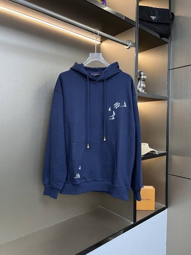 Louis Vuitton 2025Fw New Embroidered Sailboat Letter Couple Casual Hooded Sweats