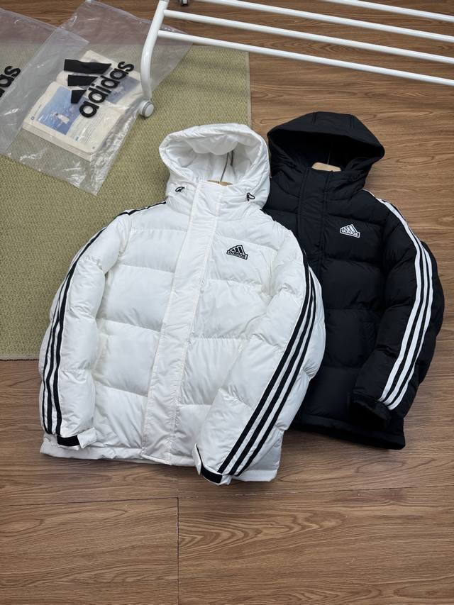 Ad Hooded Three-Stripe Short Cotton Jacket Super Whitening Cotton Jacket for Col