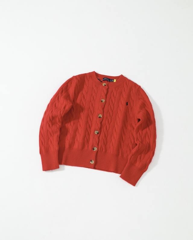 Red Cardigan Women's Ralph Lauren RL Classic Horse Logo Embroidery Cable Knit Ro