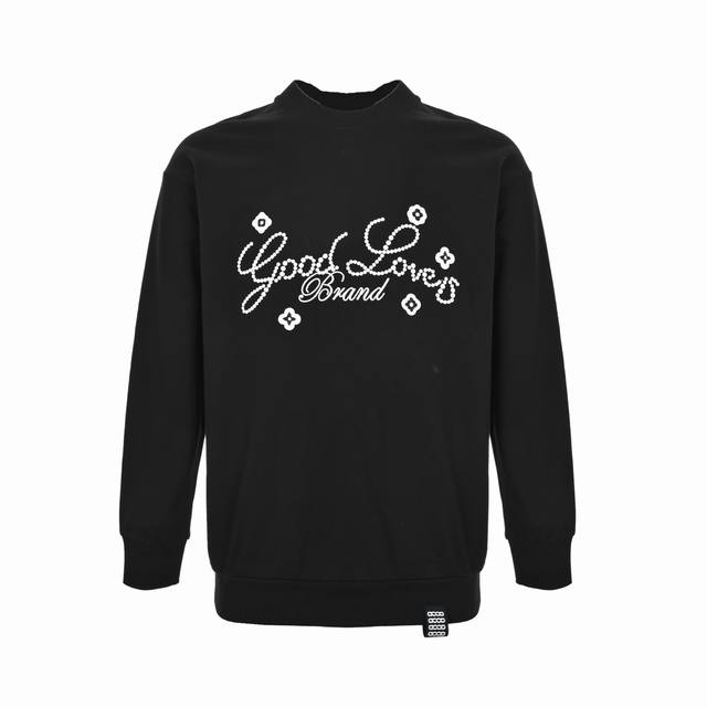 Good Brand 25Fw Embroidered Crew Neck Sweatshirt with Floral Slogan Made with cu