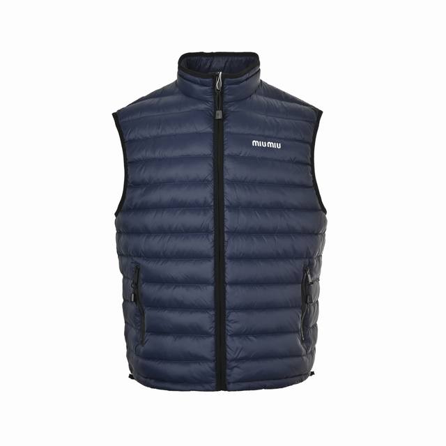 Miu Miu Logo Embroidered Rib Down Vest Made with high-count polyamide fiber and