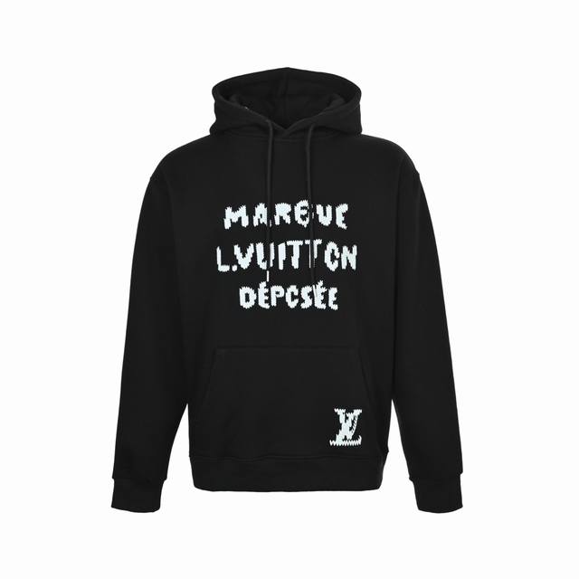 Louis Vuitton 25Fw Mosaic Letter Hooded Sweatshirt 480G High-Grade Combed Cotton