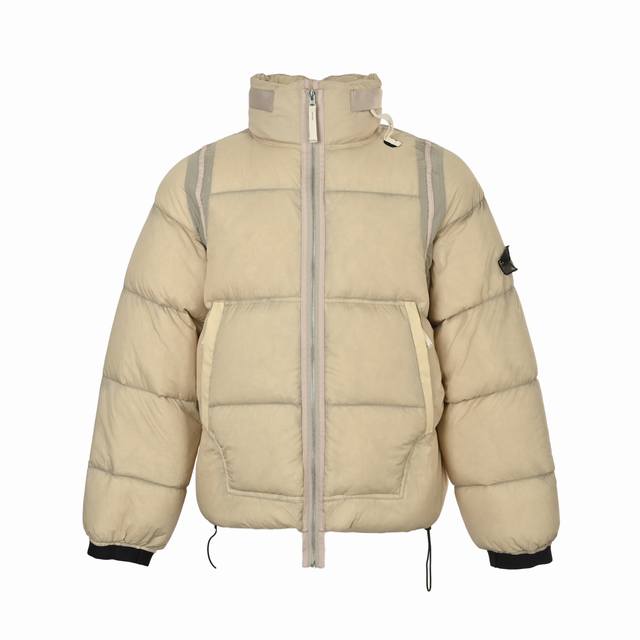 Stone Island 24Fw Mesh Island Logo Down Jacket Made with 90% standard white duck