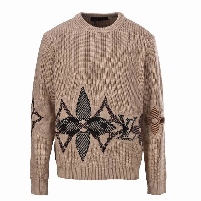 Louis Vuitton Lv Floral Jacquard Crew Neck Knit Sweater Authentic product purcha