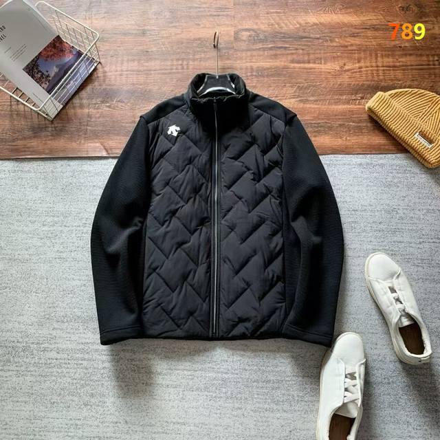 Down Jacket New Descente Lightweight Warm Sporty Casual Men's Slim Short Patchw