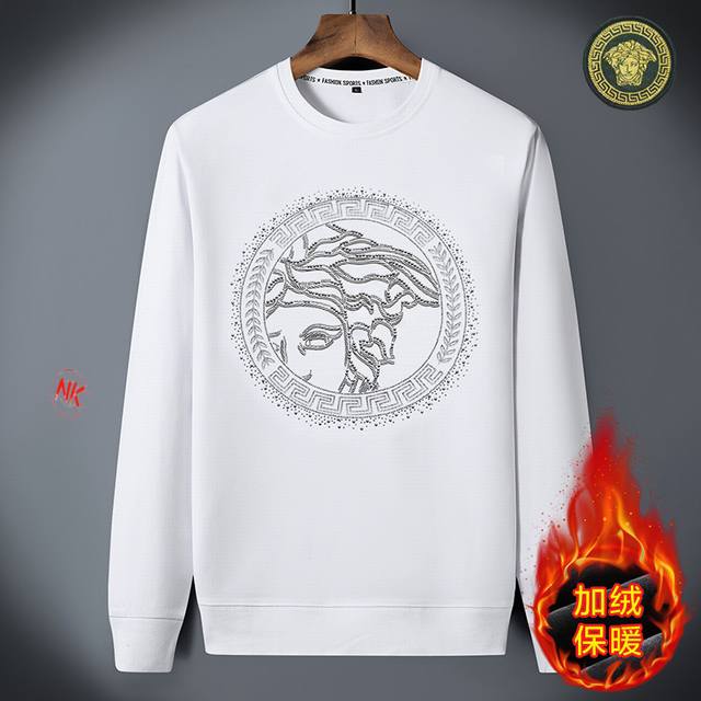 Fleece-lined 160 Versace European Style Trendy Brand Rhinestone Long-Sleeve T-S