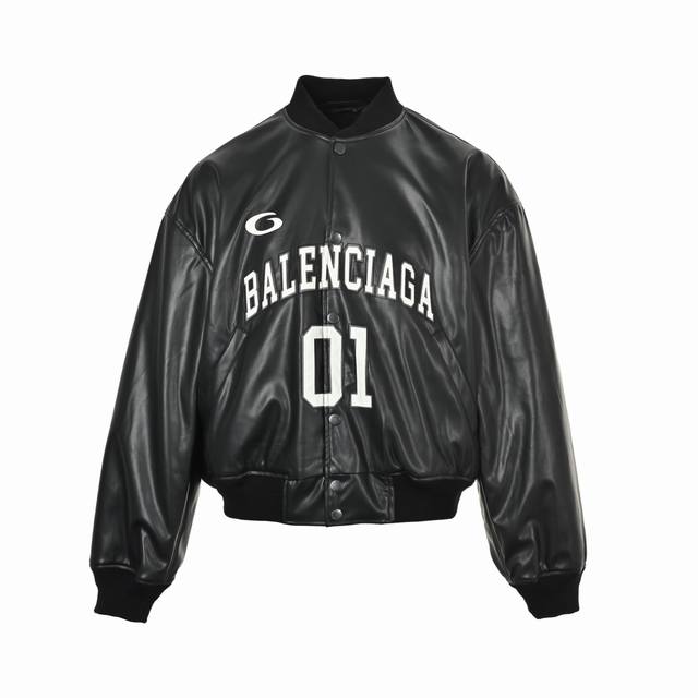 Balenciaga 01 Embroidered Leather Jacket/Padded Jacket Balenciaga's Spring/Summe