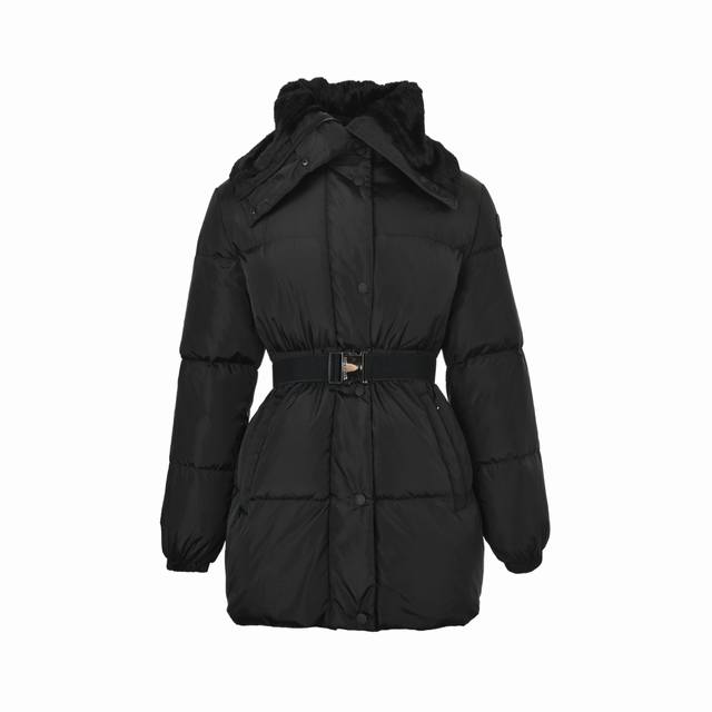 Moncler 25Fw Mid-Length Down Jacket with Large Fold Collar and Slim Waist. From