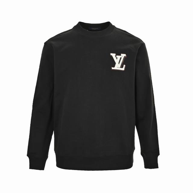 Louis Vuitton 24Fw Leather Label Embroidered Crew Neck Sweatshirt Made with 440g