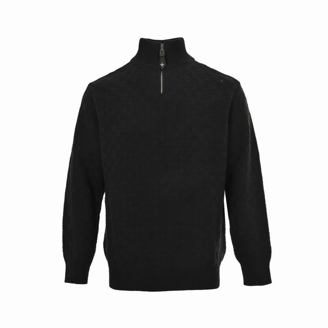 Louis Vuitton 25Fw Damier Half-Zip Stand Collar Sweater The fabric is a blend of