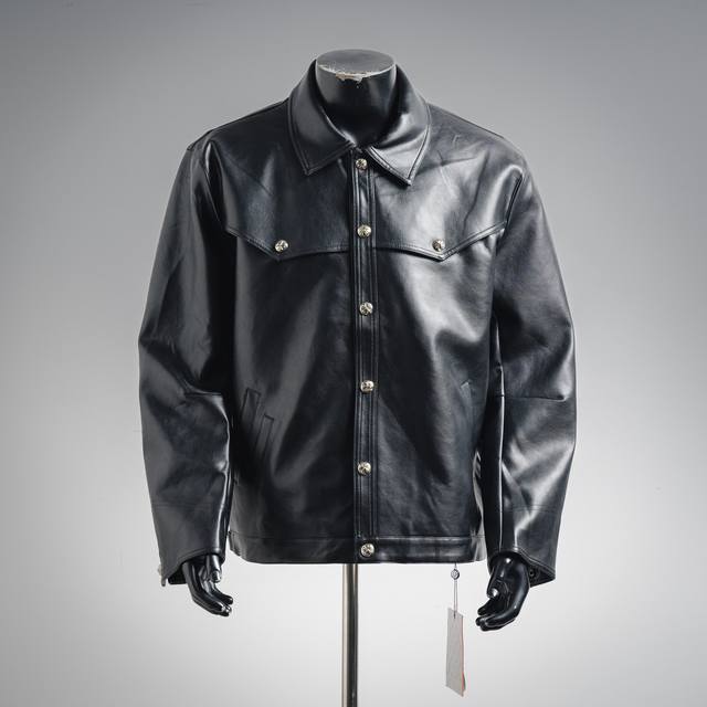 Chrome Hearts Ch Embroidered Leather Jacket (Original, purchased from Hangzhou G