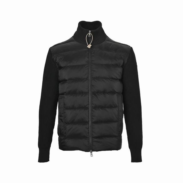 Moncler 8-Patch Knit Down Jacket with Sleeve Logo This Moncler knit down jacket