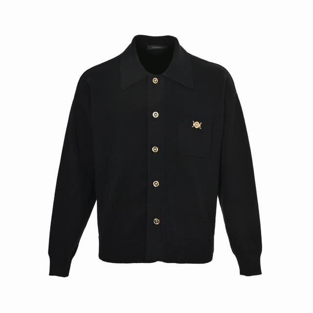 Versace Gold Button Ribbed Knit Cardigan Authentic product purchased and develop