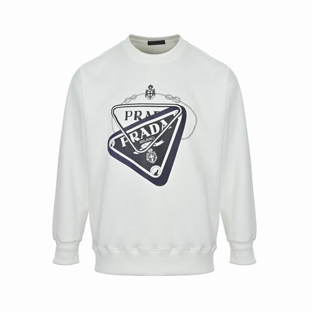Prada Triangle Logo Print Crew Neck Sweatshirt 25Ss Autumn/Winter New Style Uni