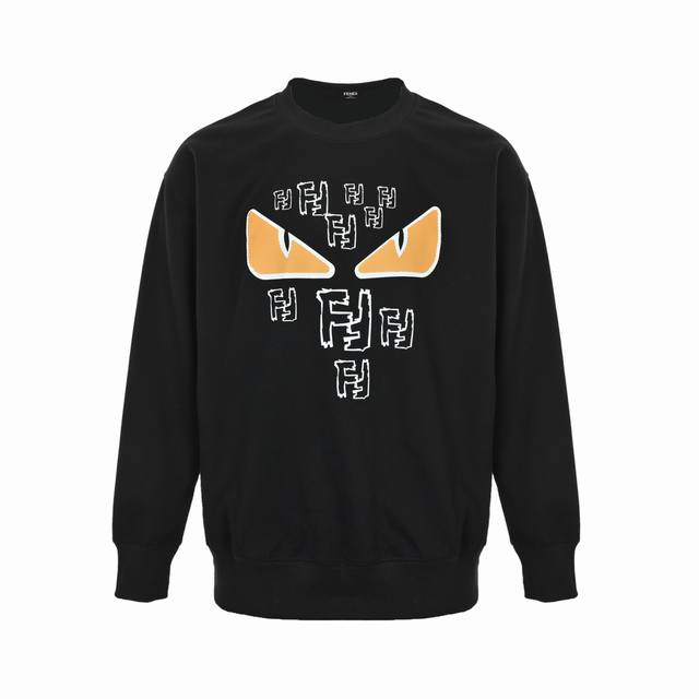 Fendi 25Fw Monster Eyes Print Crew Neck Sweatshirt 420g pure cotton fabric, cust