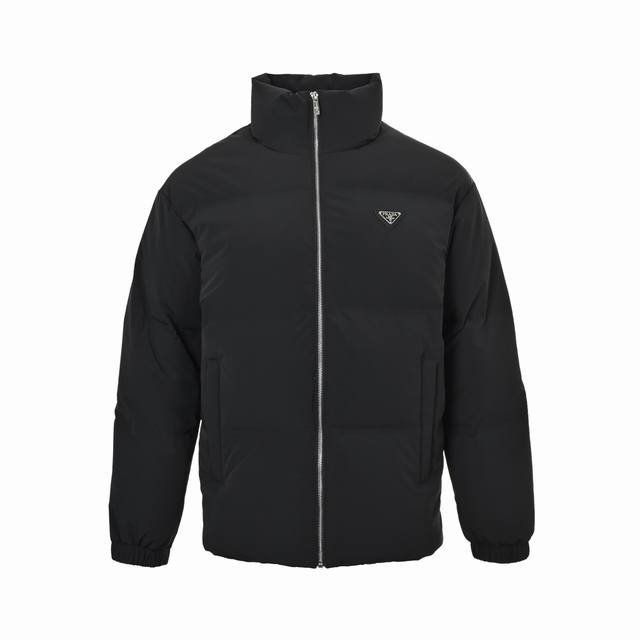 Prada Triangle Logo Stand Collar Down Jacket DDD. The fabric is made of high-co