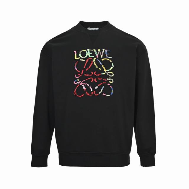 Loewe 25Fw Colorful Stitched Embroidered Crew Neck Sweatshirt The fabric is made