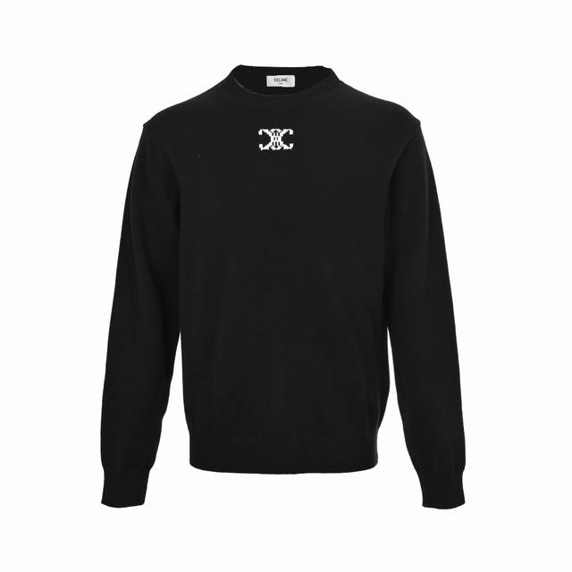 Celine Arc de Triomphe Jacquard Logo Sweater This Celine men's cashmere sweater