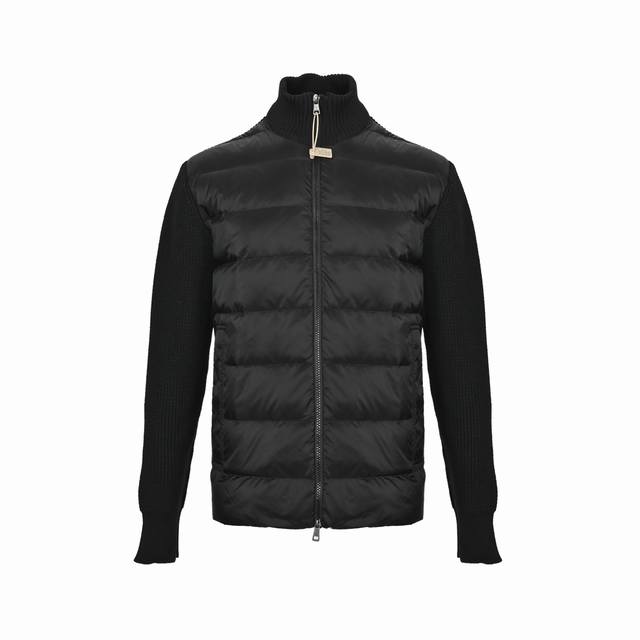 Moncler Cardigan Men's Down Jacket with Eight-Patch Sleeve Patchwork Knitwear, m