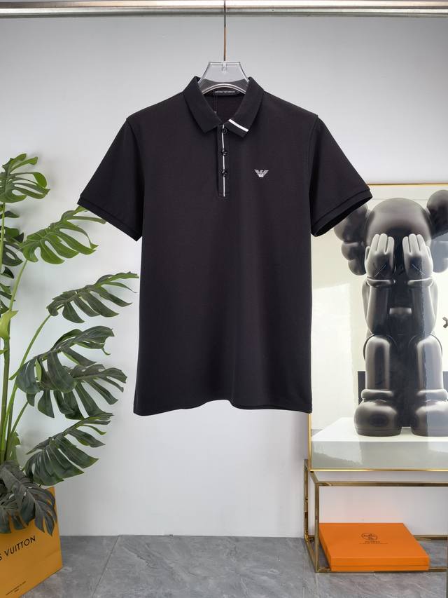 Armani 2025 Summer New Men's Polo Shirt with Lapel, unlocking Italian elegance.