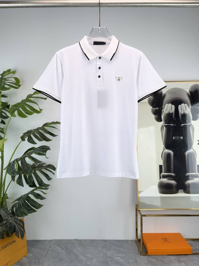 Prada 2025 Summer New Men's Polo Shirt with Lapel, unlocking Italian elegance.