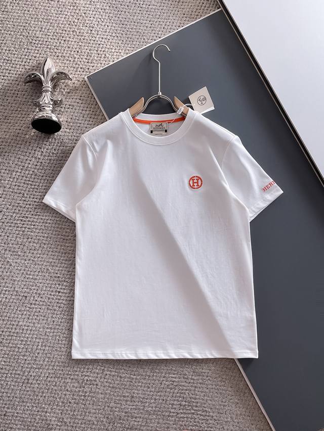 Hermes 25Ss Spring/Summer New Arrival - Latest Short-Sleeve Crew Neck T-Shirt,