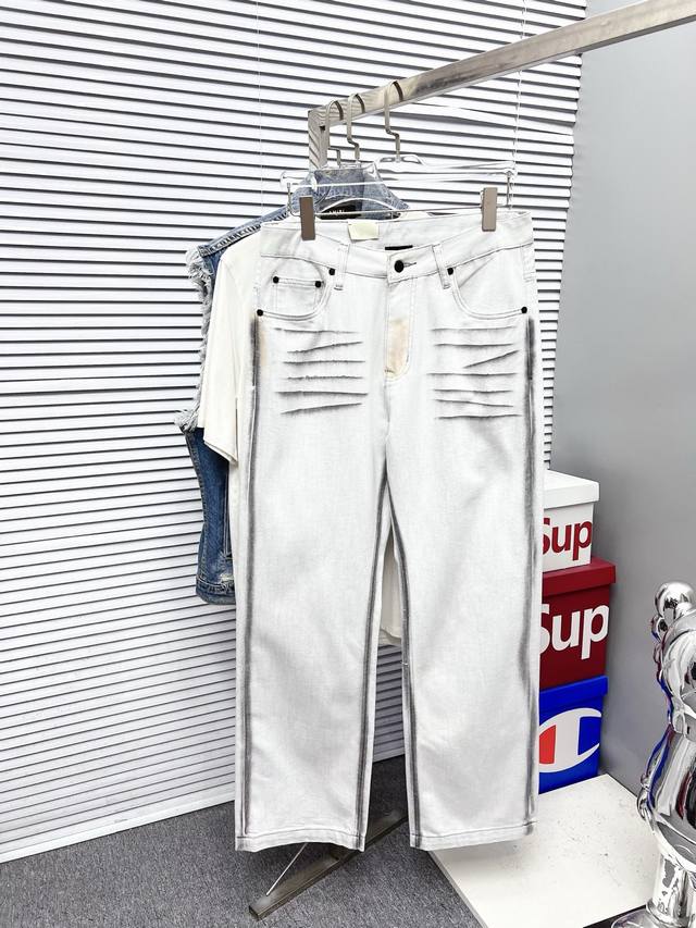 Fendi Men's Fashionable Wide-Leg Jeans, officially announced in catalogs and pos