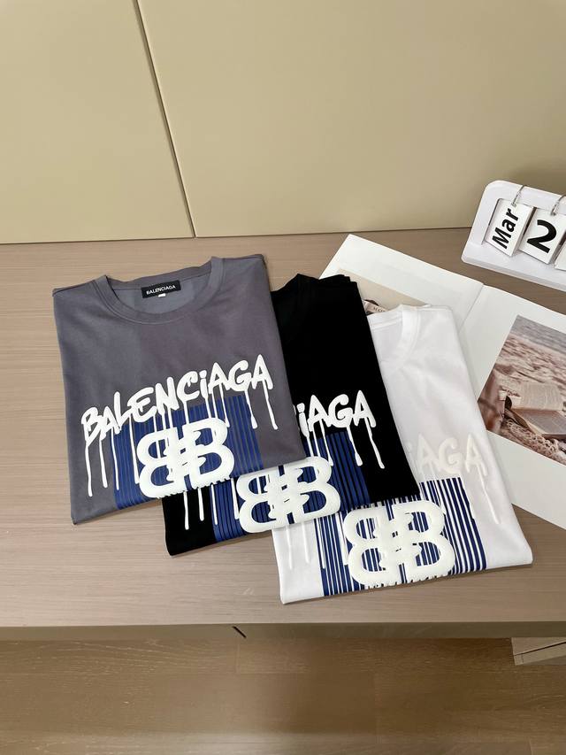 Balenciaga 2025 Spring/Summer New Arrival Classic Versatile Crew Neck Short Sle