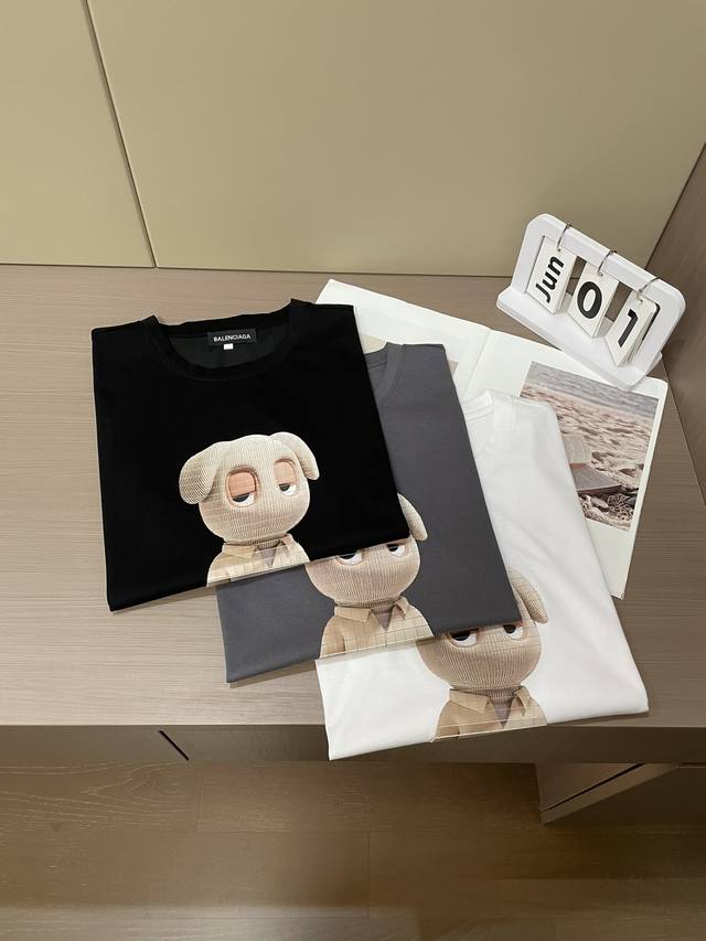 Balenciaga 2025 Spring/Summer New Crew Neck Short Sleeve T-Shirt Made with impo