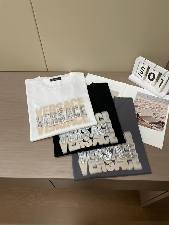Versace 2025 Spring/Summer New Classic Versatile Crew Neck Short Sleeve T-Shirt
