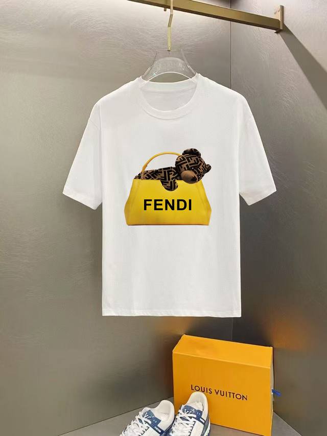 Fendi 2025 Spring/Summer New Arrival Men's Crew Neck Short-Sleeve T-Shirt with L