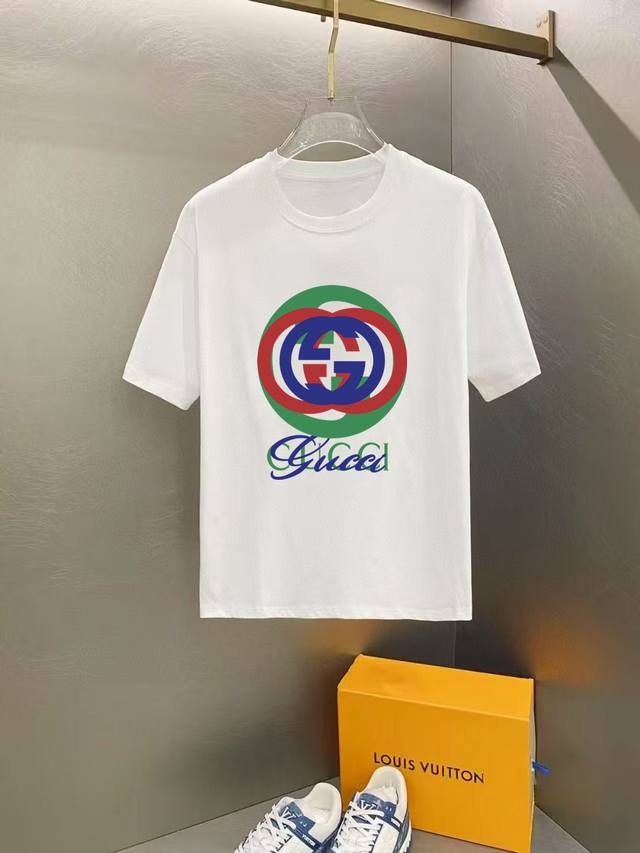 Gucci 2025 Spring/Summer New Arrival Men's Crew Neck Short-Sleeve T-Shirt with L