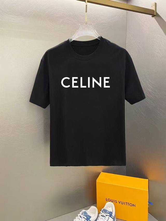 Celine 2025 Spring/Summer New Arrival Men's Crew Neck Short-Sleeve T-Shirt with