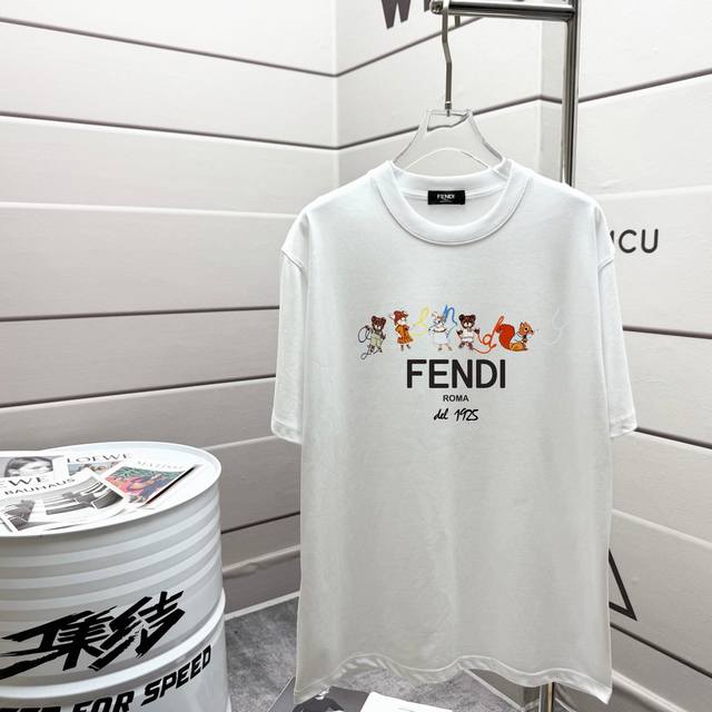 Fendi 2025 Spring/Summer New Arrival Men's Crew Neck Short-Sleeve T-Shirt with L