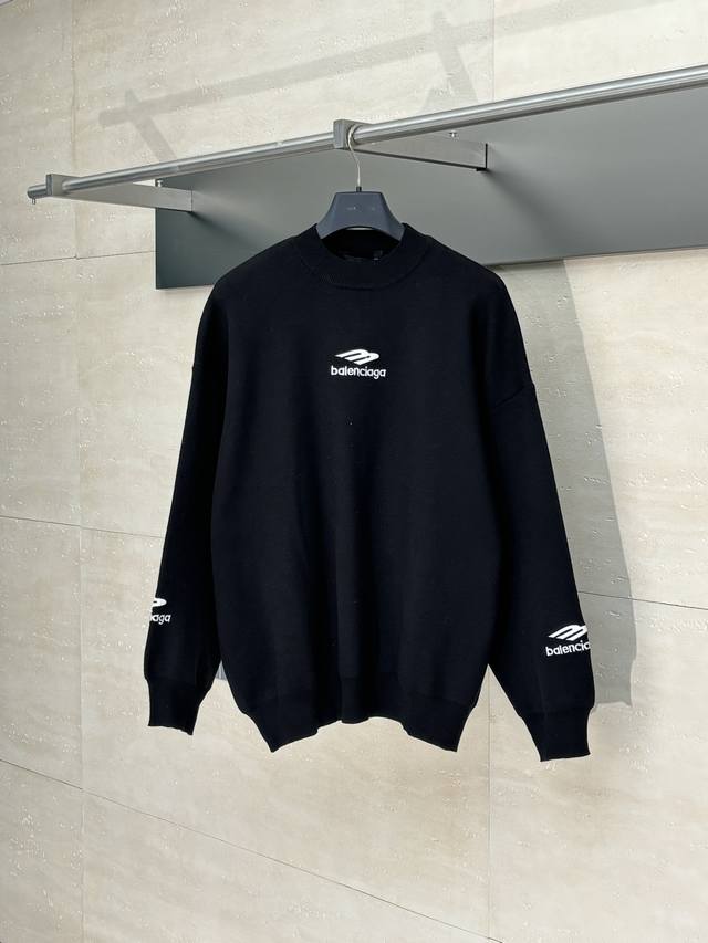 Balenciag* Blcg Paris 24Fw 3B Embroidered Crew Neck Sweater (DDD) Originally pur