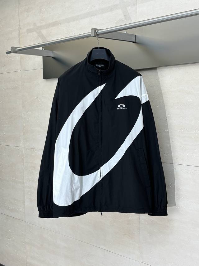 Balenciag* Blcg Balenciaga Sports Embroidered Letter Color Block Large Ring Zipp