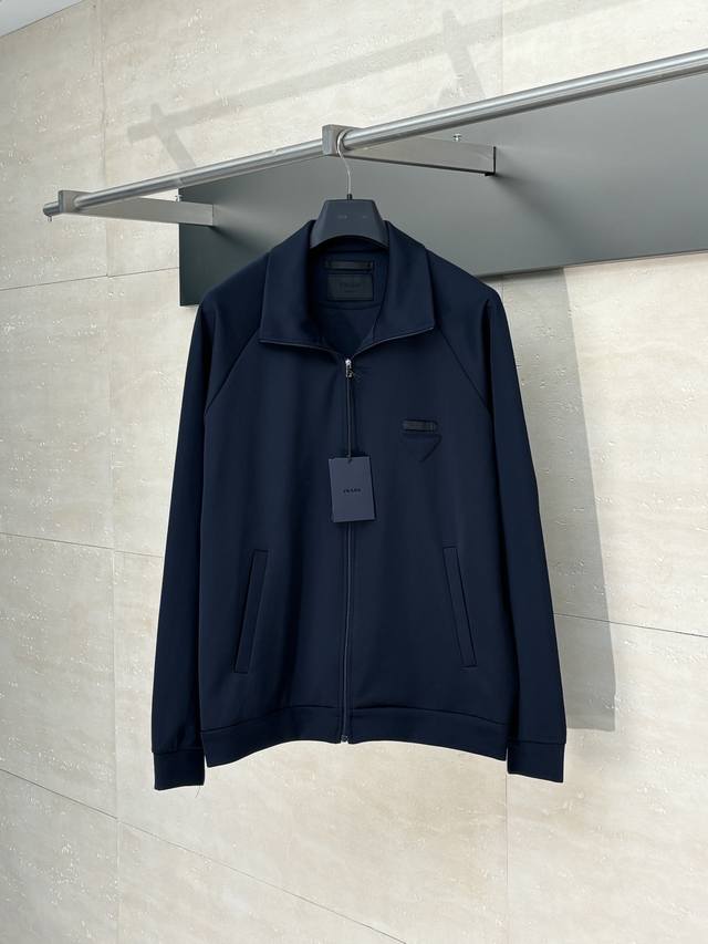 prad* Prada Triangle Logo Zipper Jacket Set Made primarily of 80% natural cotton