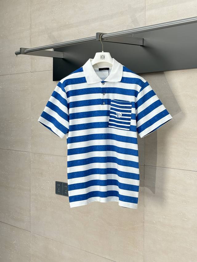 LV* Louis 25Ss New Knitted Collared Short-Sleeve Polo Shirt Made of custom-made