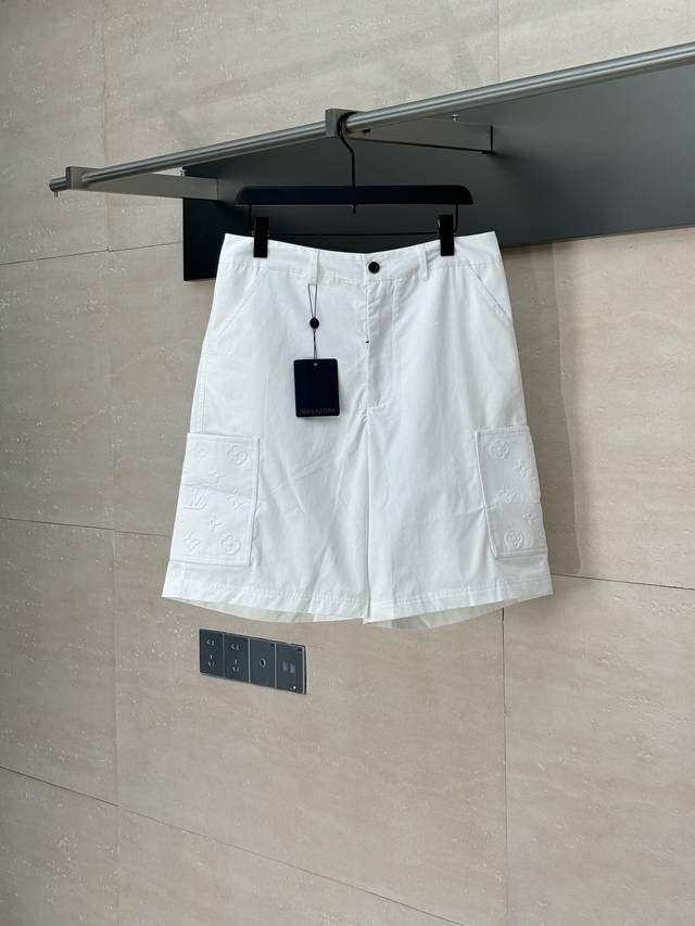 LV Louis 25Fw Early Autumn New Style Side Embossed Shorts Set Dark blue fine cot