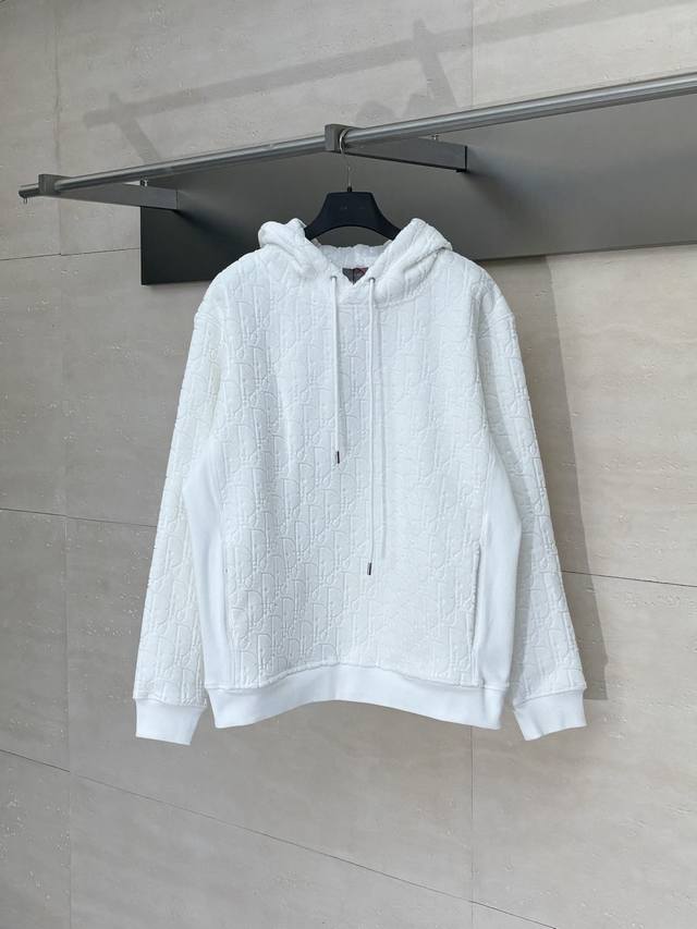 Dio* Dior Obliave All-over Jacquard Letter Terry Cotton Hooded Sweatshirt Custom