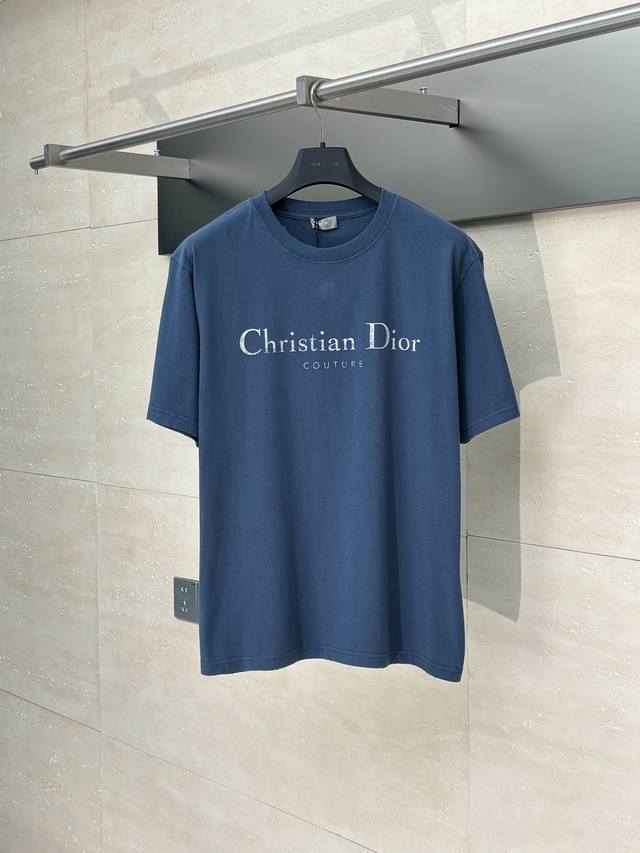 Dio* Dior 25Ss New Style Distressed Short-Sleeve T-Shirt with Mottled Letter Pri