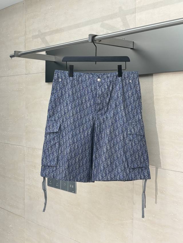 Dio* Dior 25Ss Cotton Twill Printed Pocket Cargo Shorts Made with custom 10*10 t