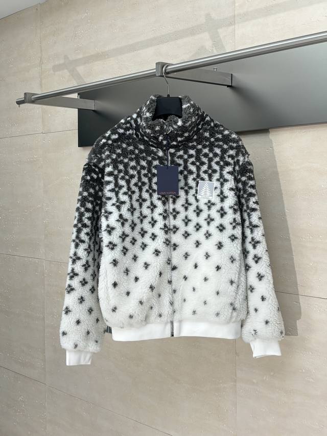 LV Louis 25 New Ski Series Gradient Color Block Long-Sleeve Fleece Jacket Custom