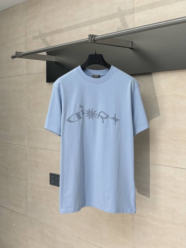 Dio* Dior 25Ss New Embroidered Crew Neck Letter Short-Sleeve T-Shirt Made of cus