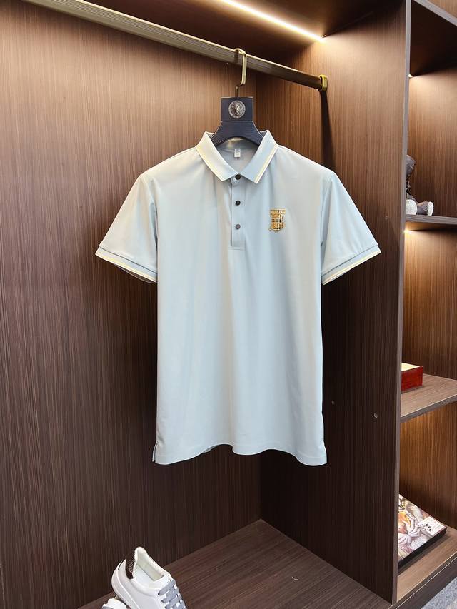 Burberry high-end custom-made, 2025 new fashionable collared short-sleeved t-sh