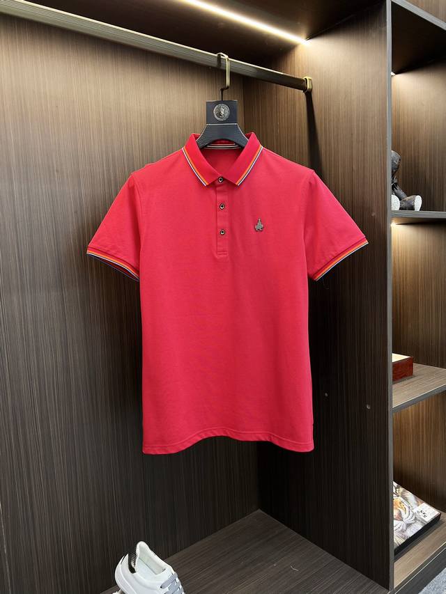 Prada high-end custom-made, 2025 new fashionable collared short-sleeved polo sh