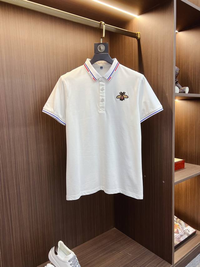 Gucci high-end custom-made, 2025 new fashionable collared short-sleeved POLO T-
