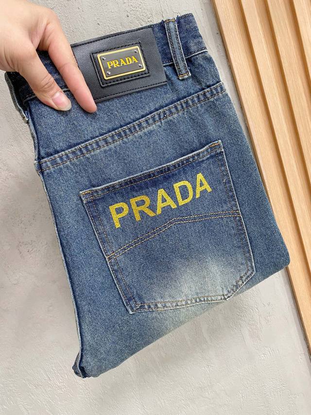 Prada Men's Fashionable Wide-Leg Jeans, officially announced in catalogs and po