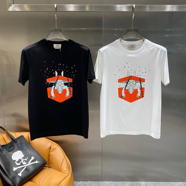 High-end quality, always in stock! Hermes 2025 newest short-sleeved crew neck T-